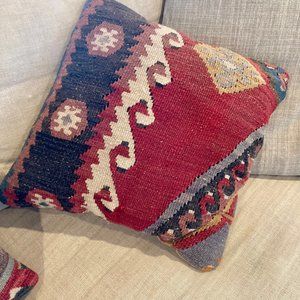 Beautiful Vintage Kilim Pillow (insert included) 16"x16"
